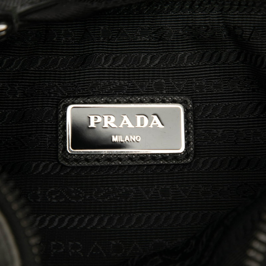 Prada Black Gray Nylon Leather Shoulder Bag