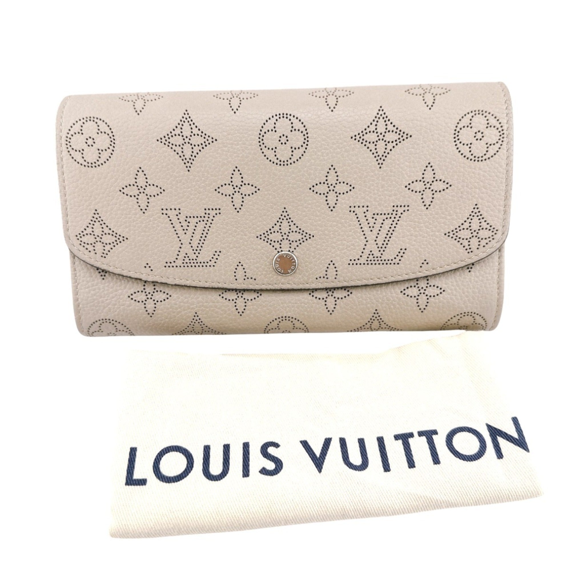 Louis Vuitton Beige Galle Monogram Mahina Leather Long Wallet (Tri-Fold)