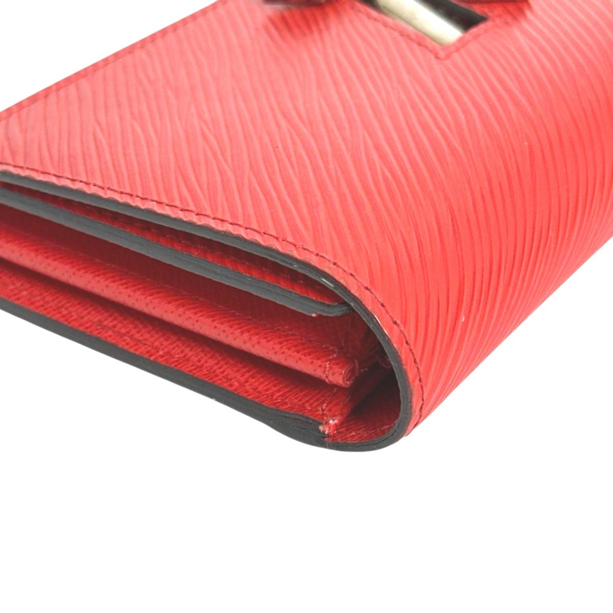 Louis Vuitton Coquelicots Red Color Epi Leather Long Wallet (Tri-Fold)