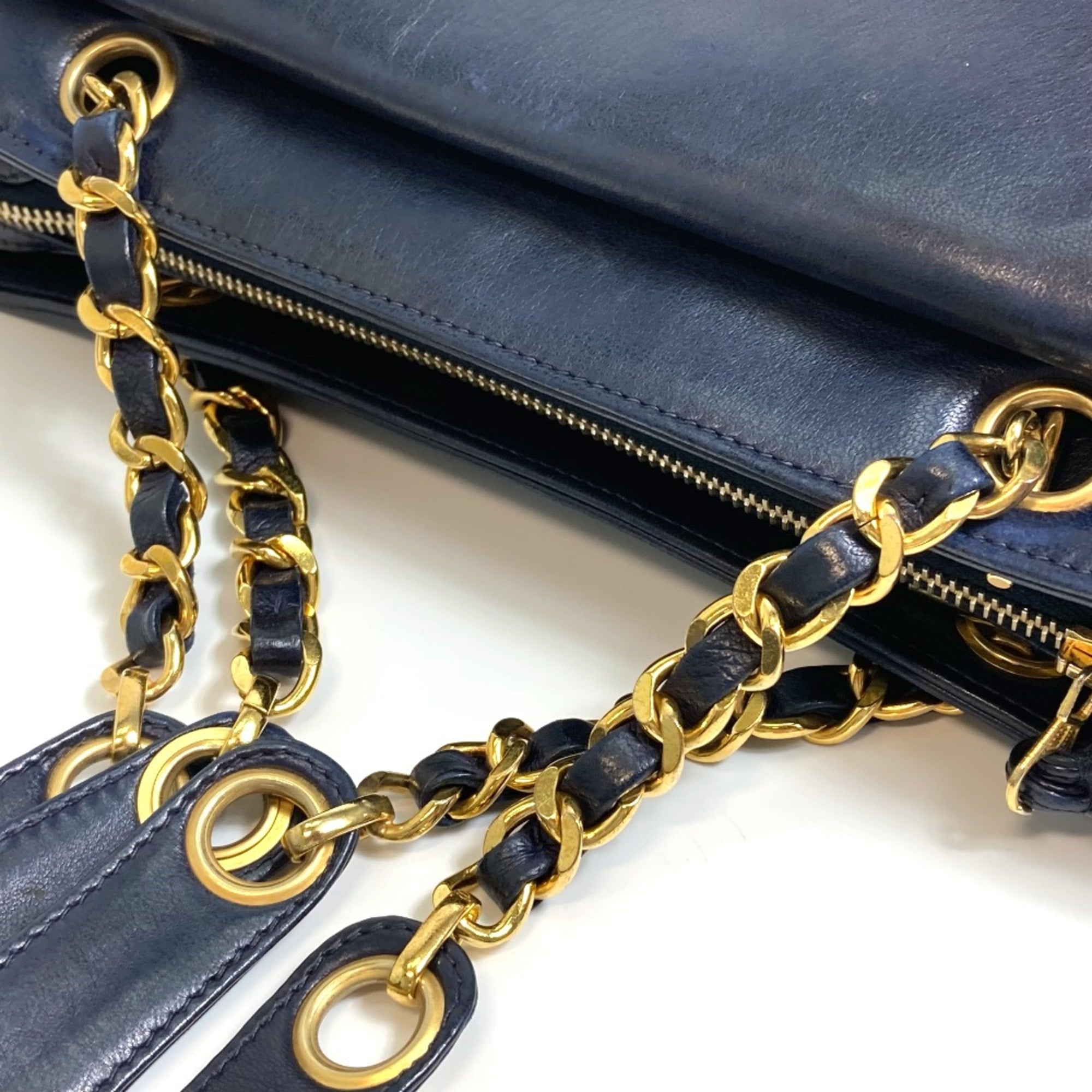 Chanel Navy Leather Shoulder Bag