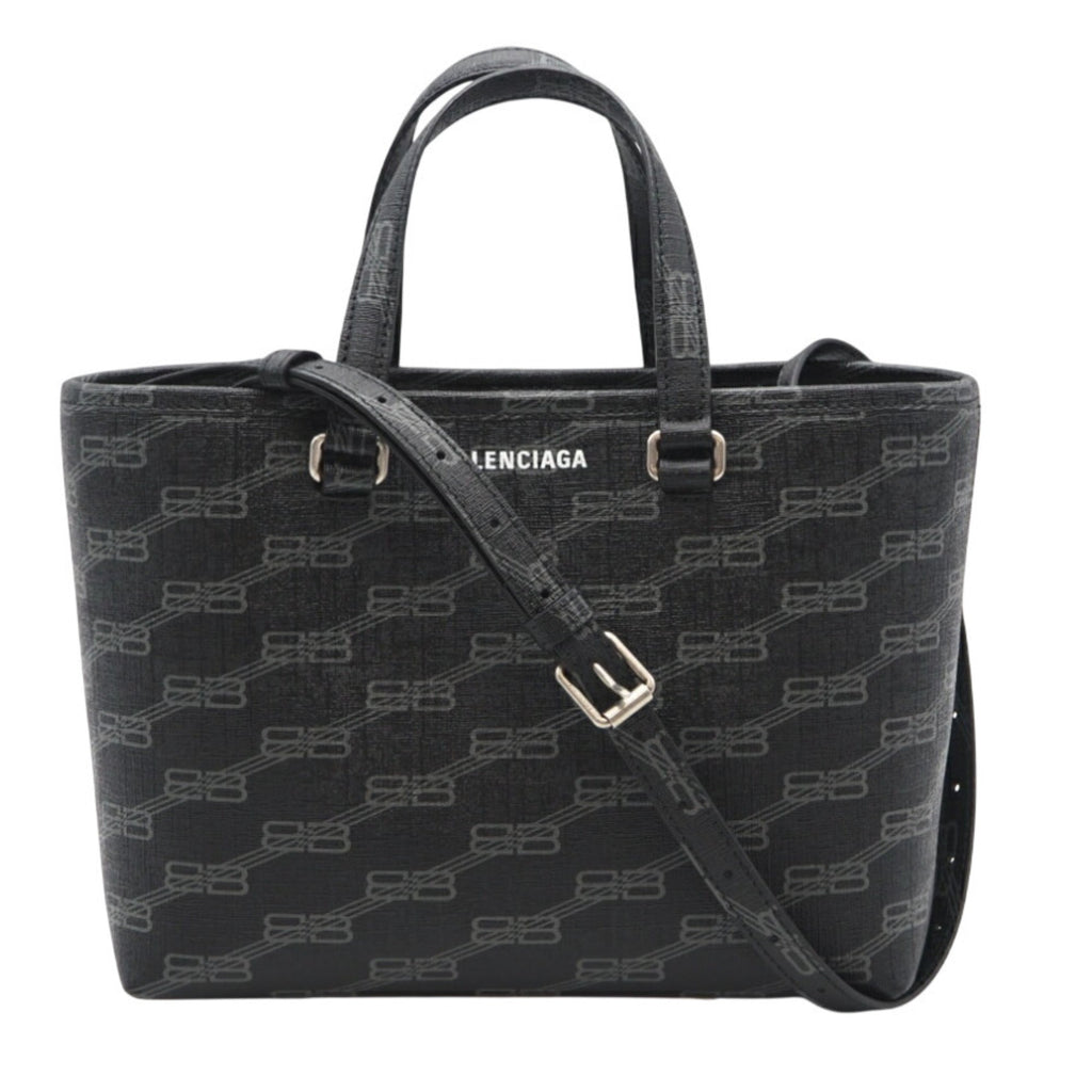 Balenciaga Black Gray Coated Canvas Tote