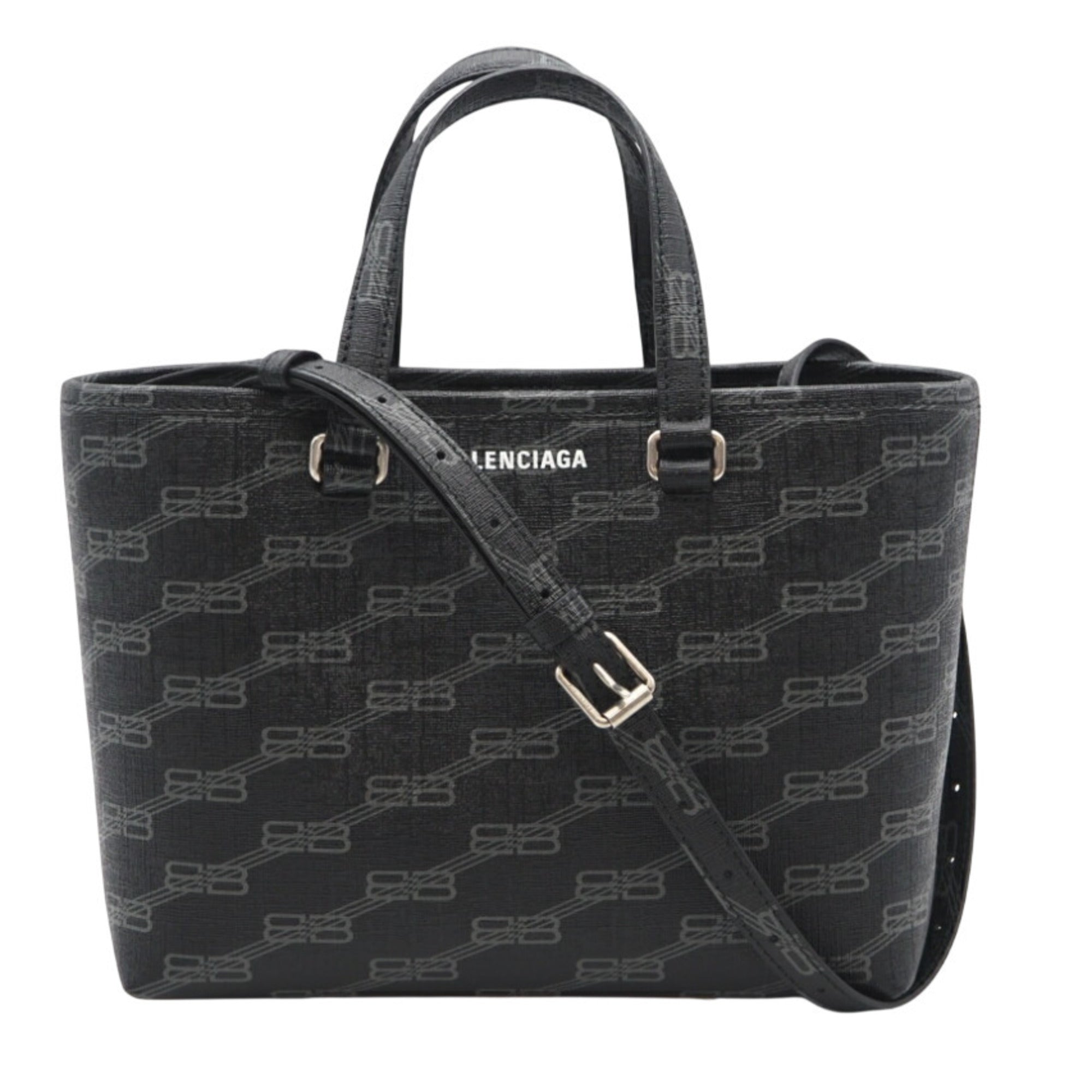 Balenciaga Black Gray Coated Canvas Tote
