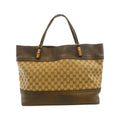 Gucci Gg Canvas Brown Gg Canvas Leather Handbag (Pre-Owned)