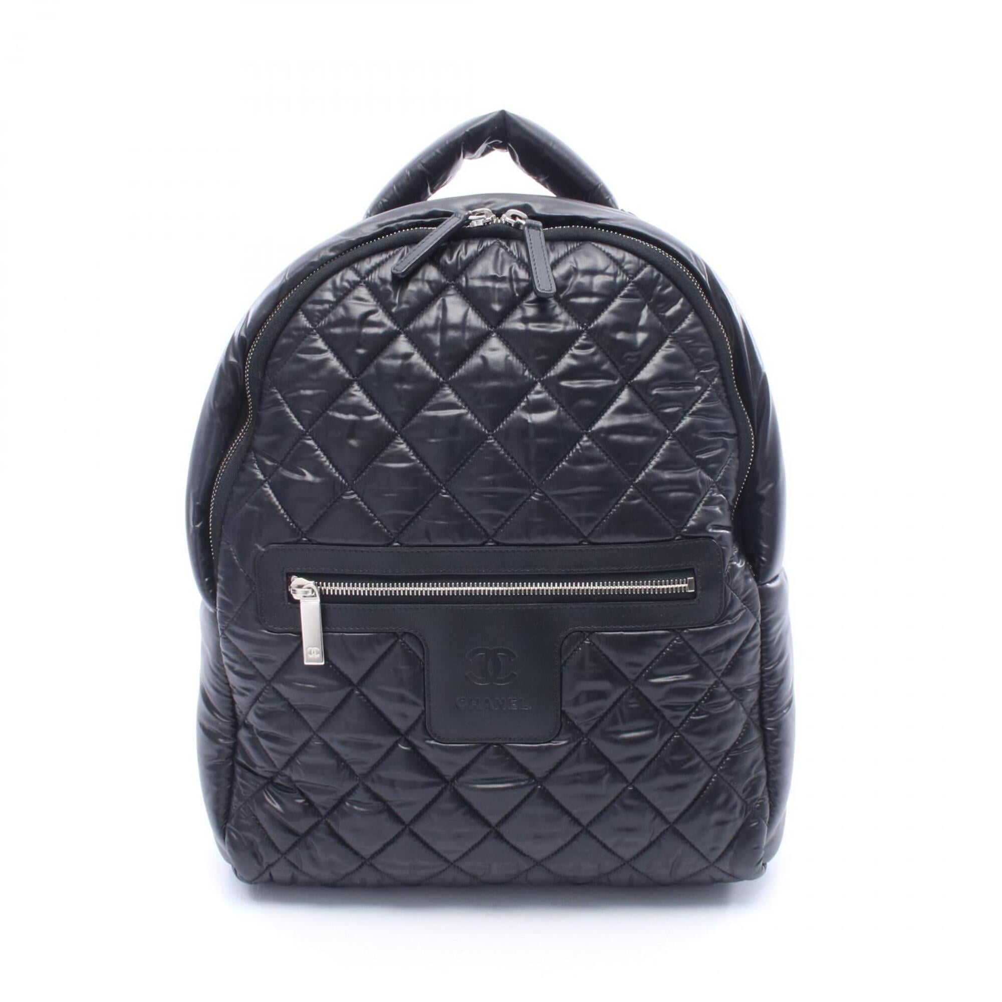 Chanel Black Nylon Leather Backpack