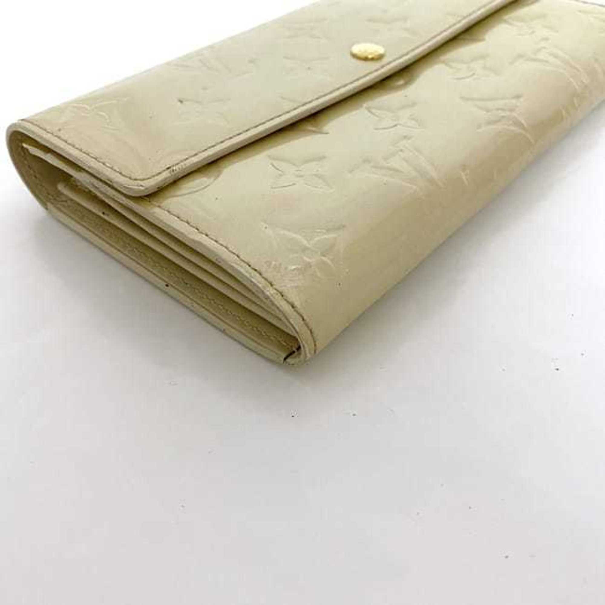 Louis Vuitton Beige Blanc Corail Vernis Leather Long Wallet