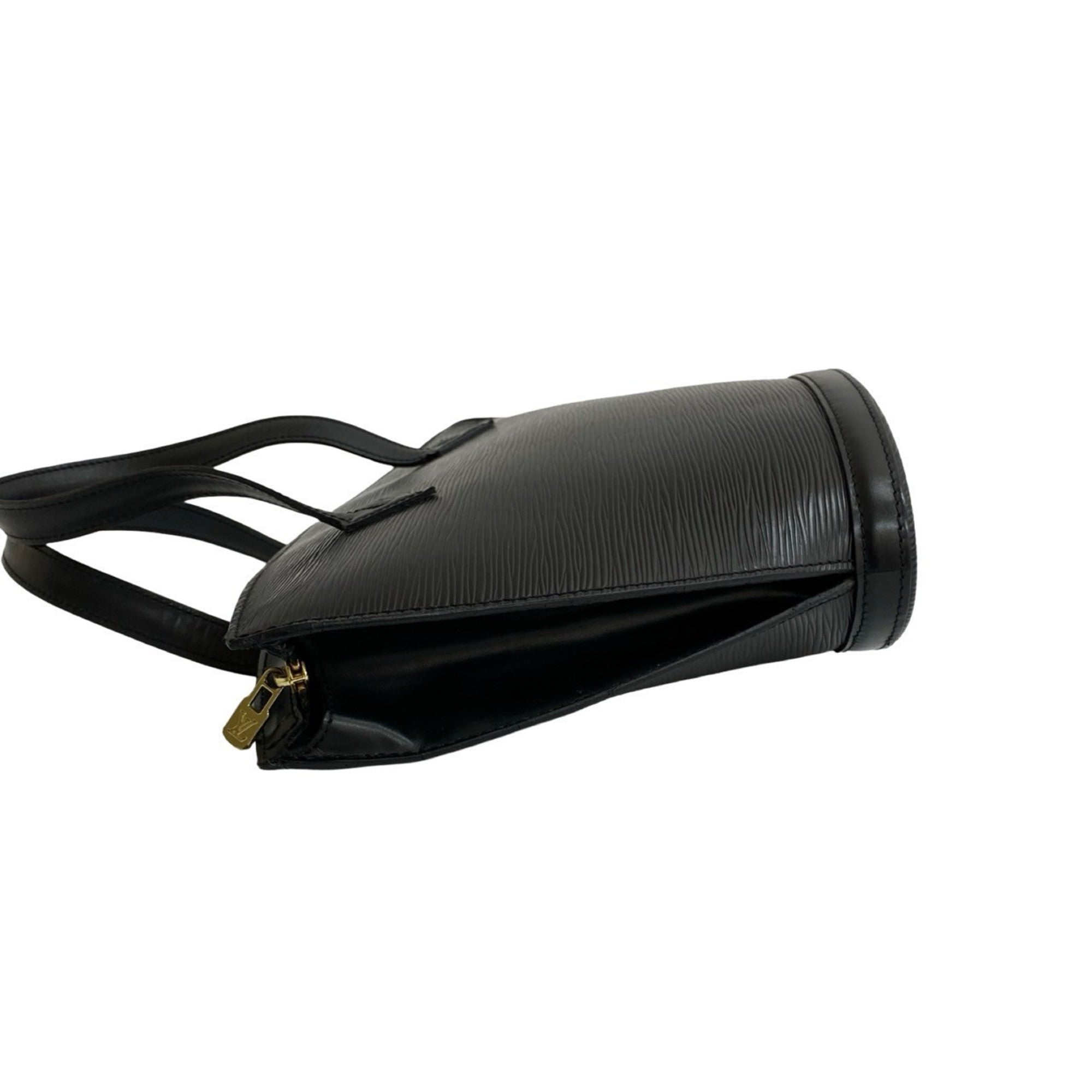 Louis Vuitton Black Leather Handbag Tote Bag