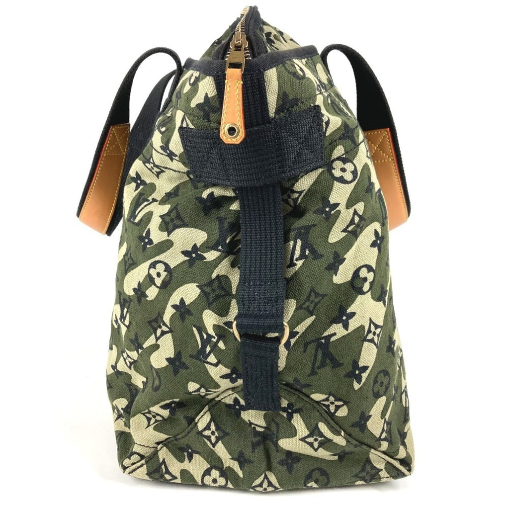 Louis Vuitton Black Green Leather Canvas Boston Bag Shoulder Bag Tote Bag