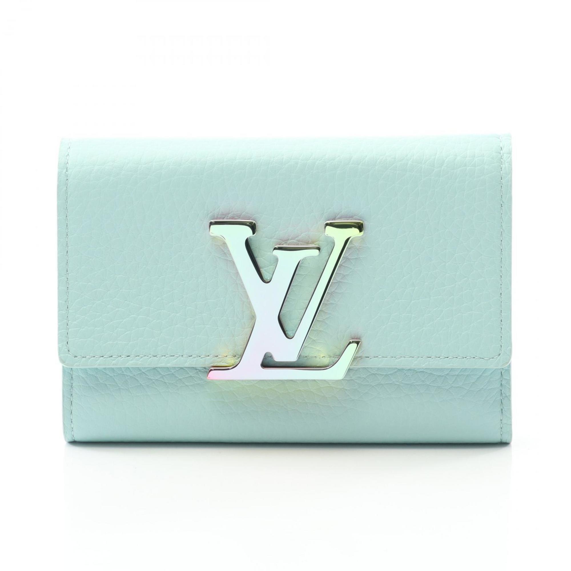 Louis Vuitton Blue Green Leather Wallet (Tri-Fold)