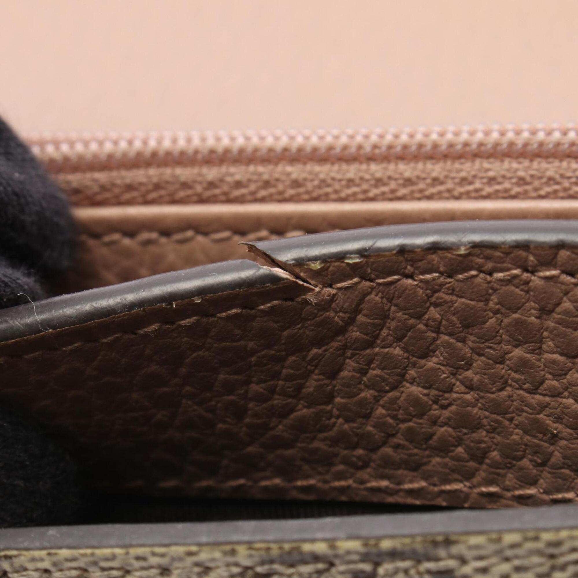 Gucci Beige Brown Pink Leather Pvc Long Wallet (Bi-Fold) (Pre-Owned)