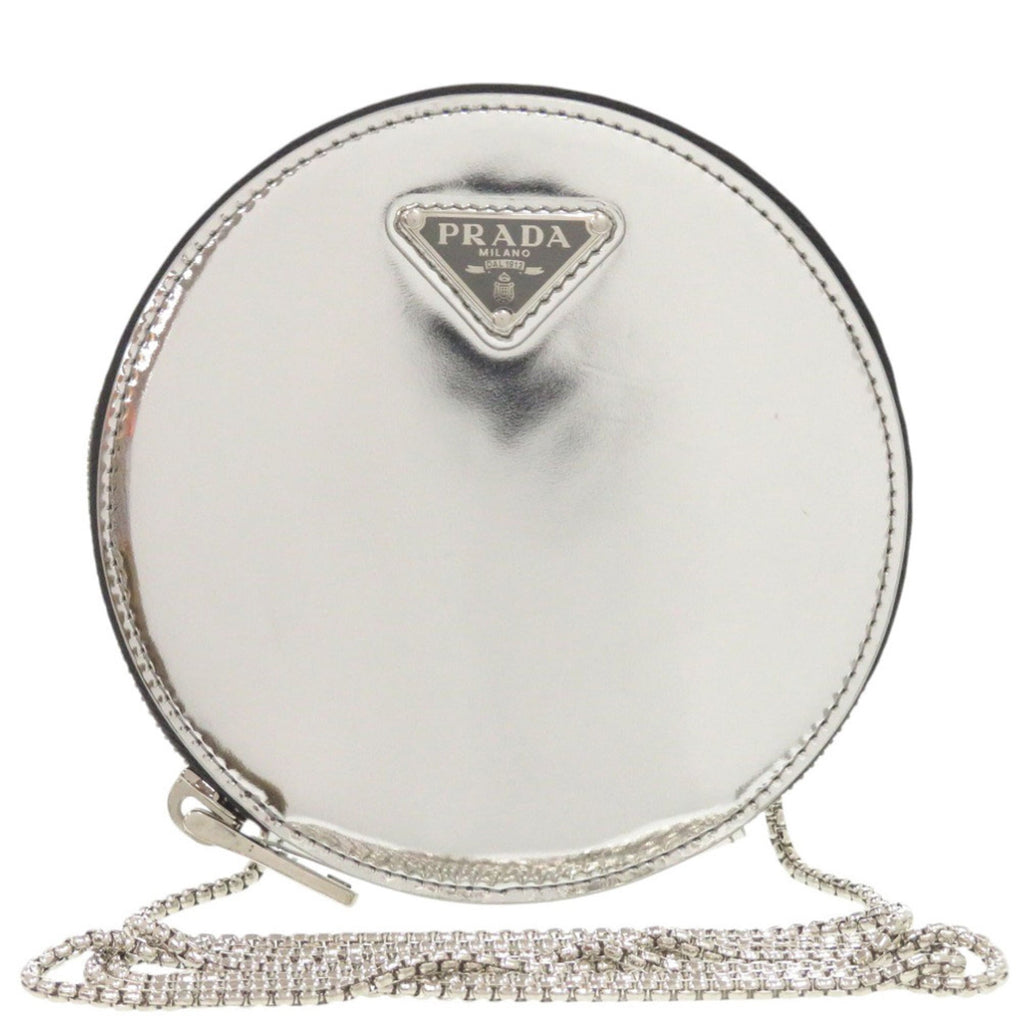 Prada Silver Leather Pouch Shoulder Bag