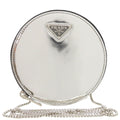 Prada Silver Leather Pouch Shoulder Bag
