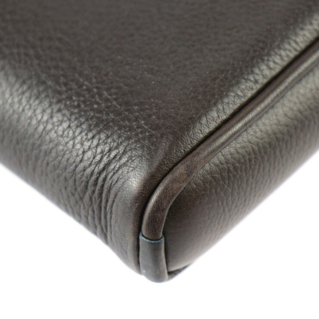 Louis Vuitton Brown Leather Clutch Bag Handbag