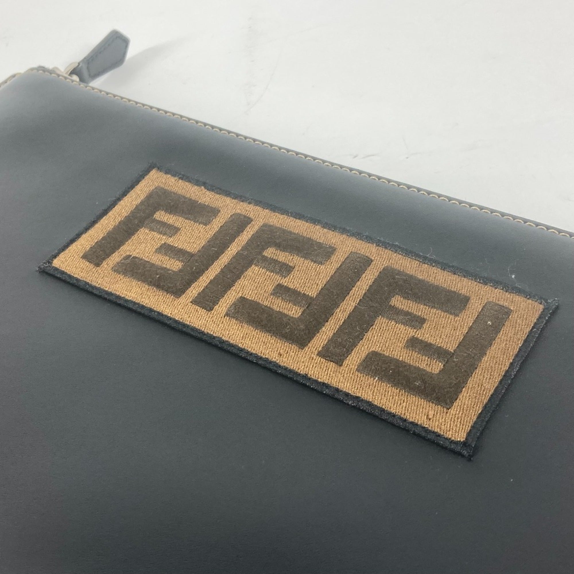 Fendi Black Brown Leather Clutch Bag