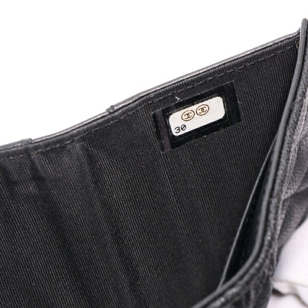 Chanel Black Grained Calfskin Wallet (Tri-Fold)