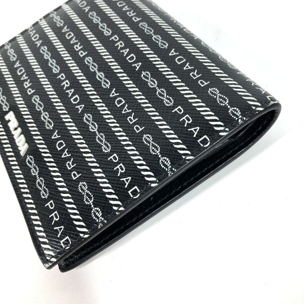 Prada Black White Leather Wallet (Bi-Fold)