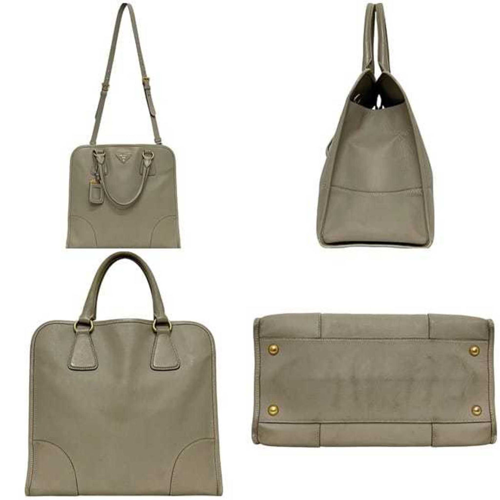 Prada Saffiano Beige Leather Handbag Shoulder Bag