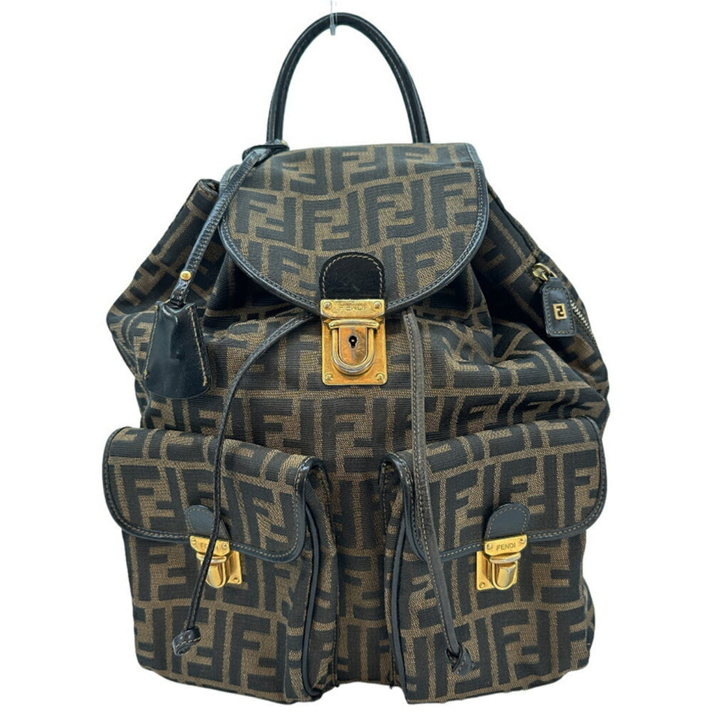 Fendi Brown Canvas Leather Backpack