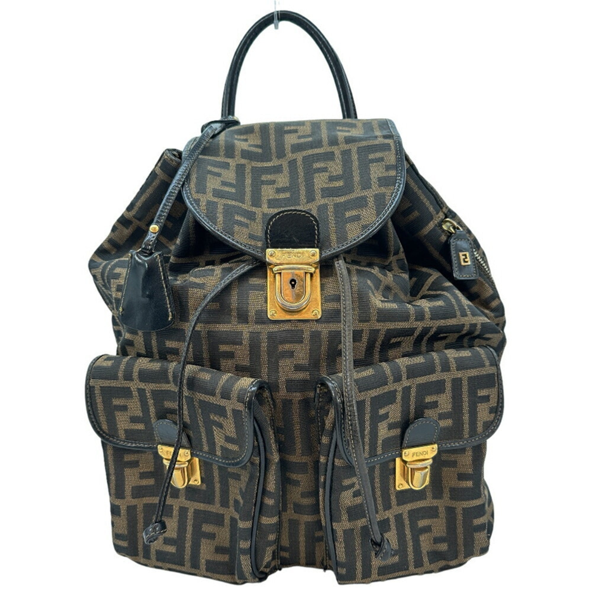 Fendi Brown Canvas Leather Backpack