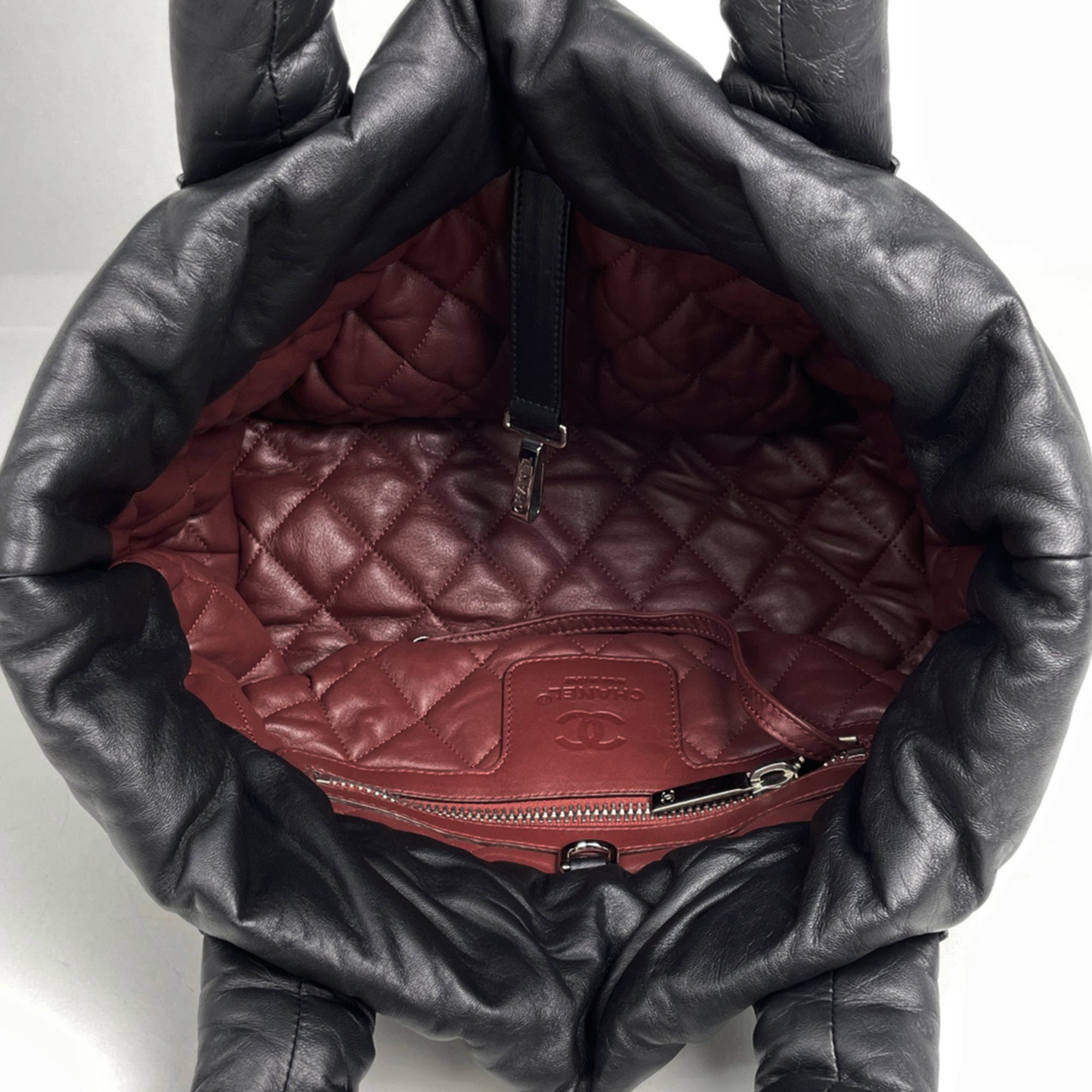 Chanel Black Leather Handbag Tote Bag