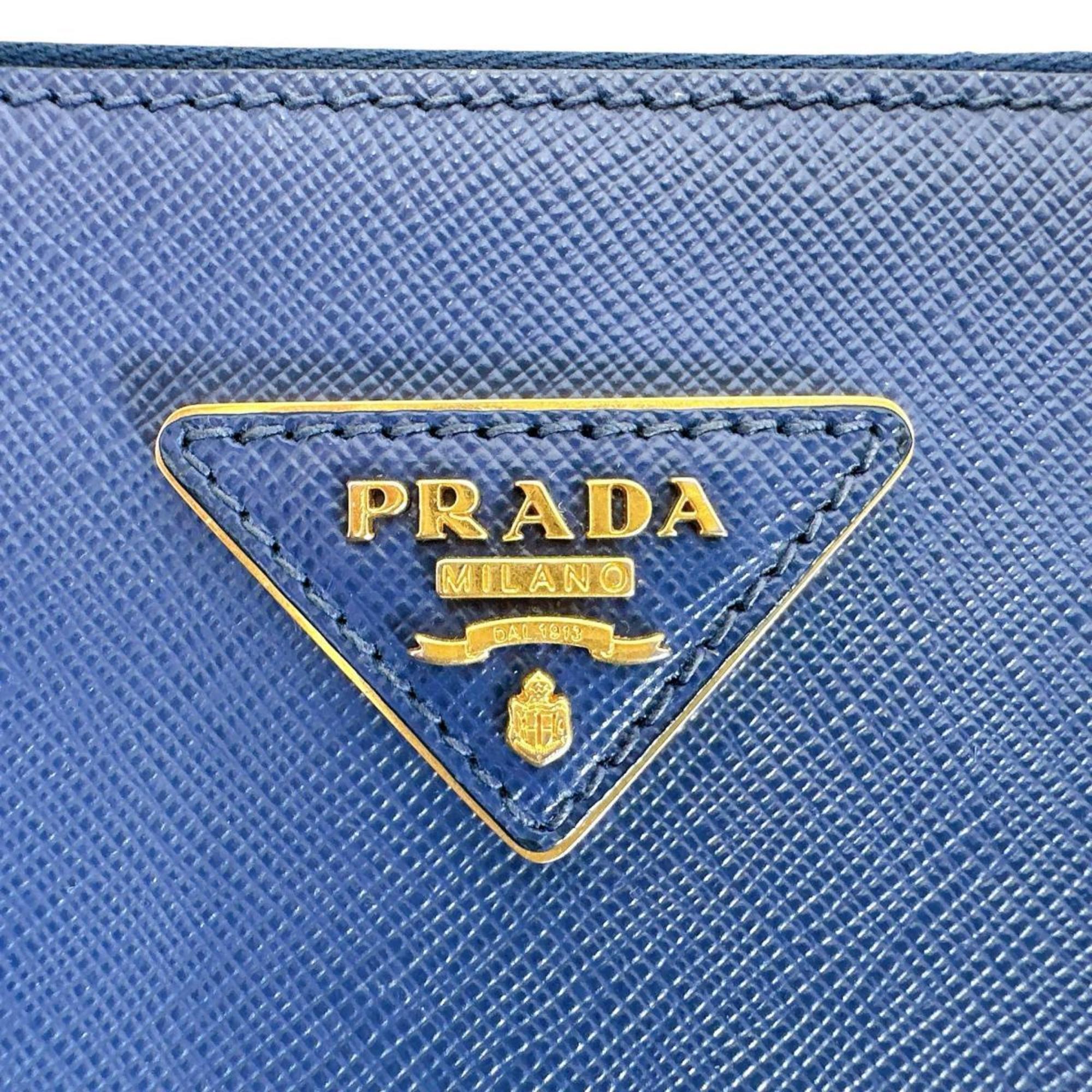 Prada Blue Leather Handbag Shoulder Bag