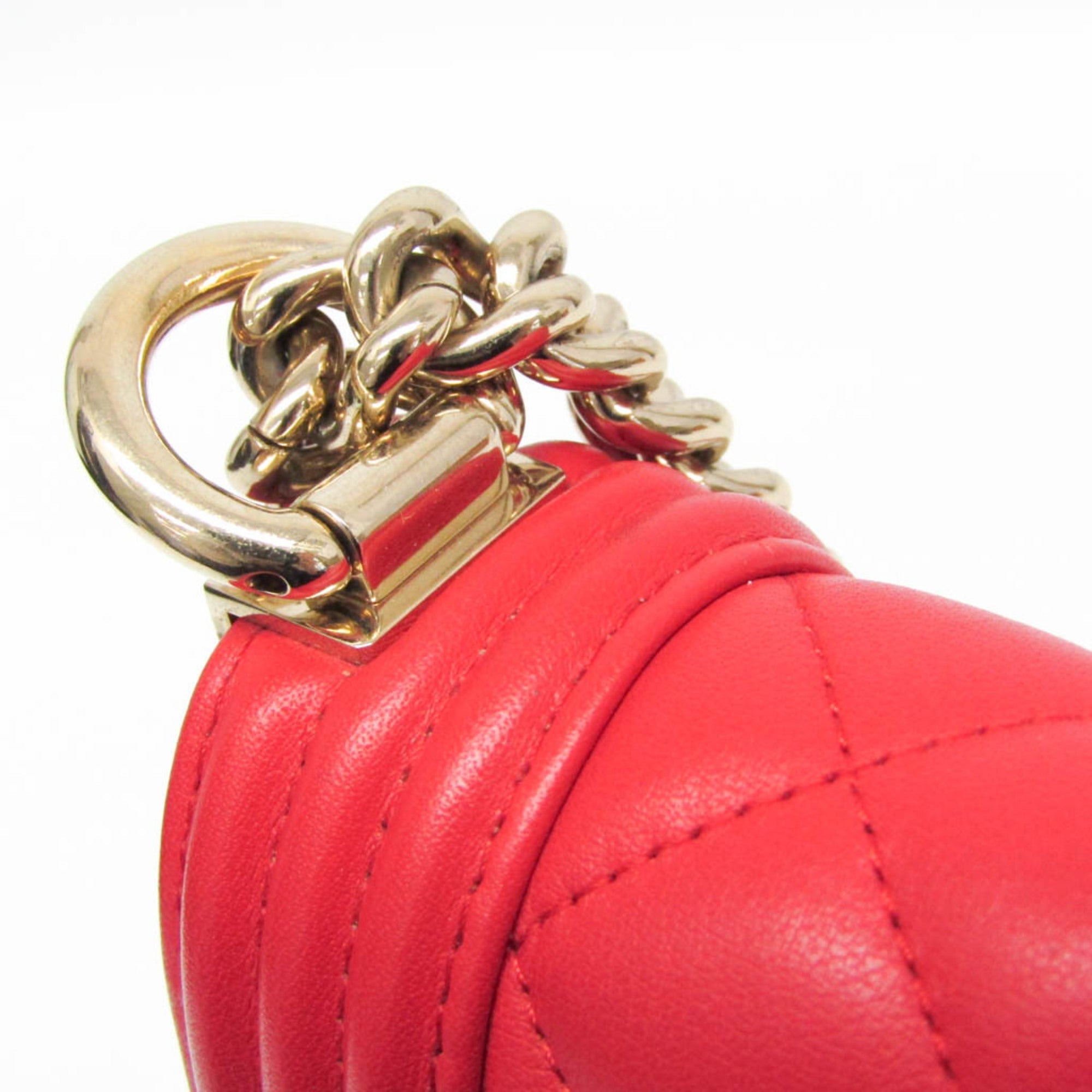 Chanel Boy Chanel Red Color Leather Shoulder Bag