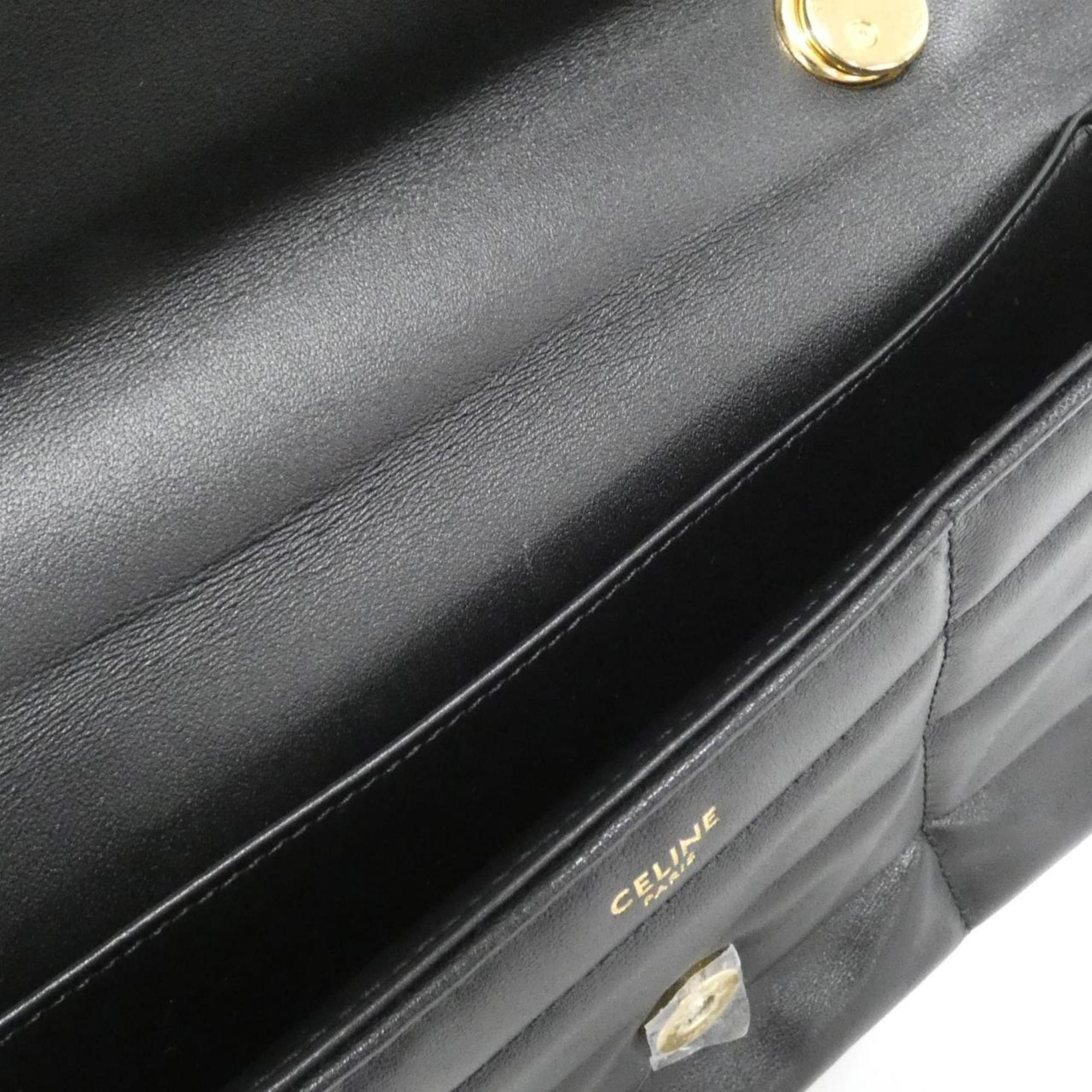 Celine Black Leather Shoulder Bag