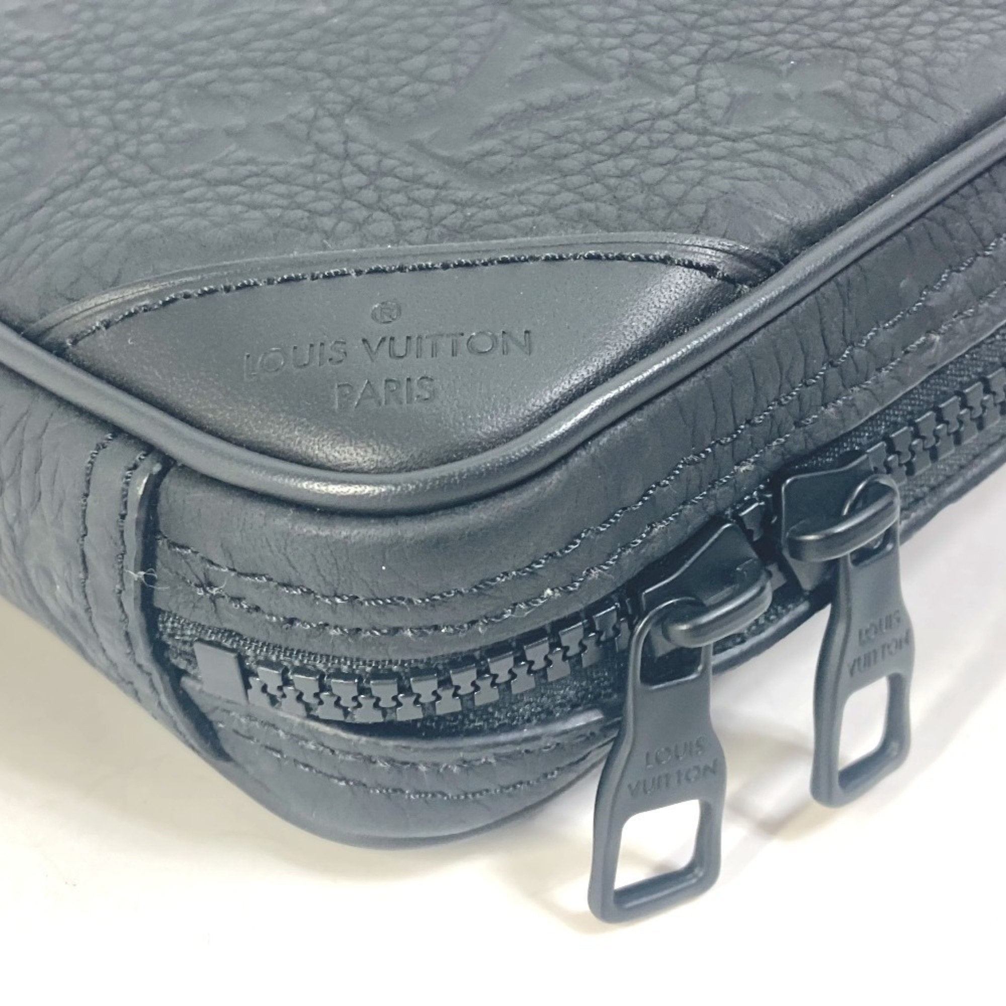 Louis Vuitton Black Orange Leather Shoulder Bag Sling Bag