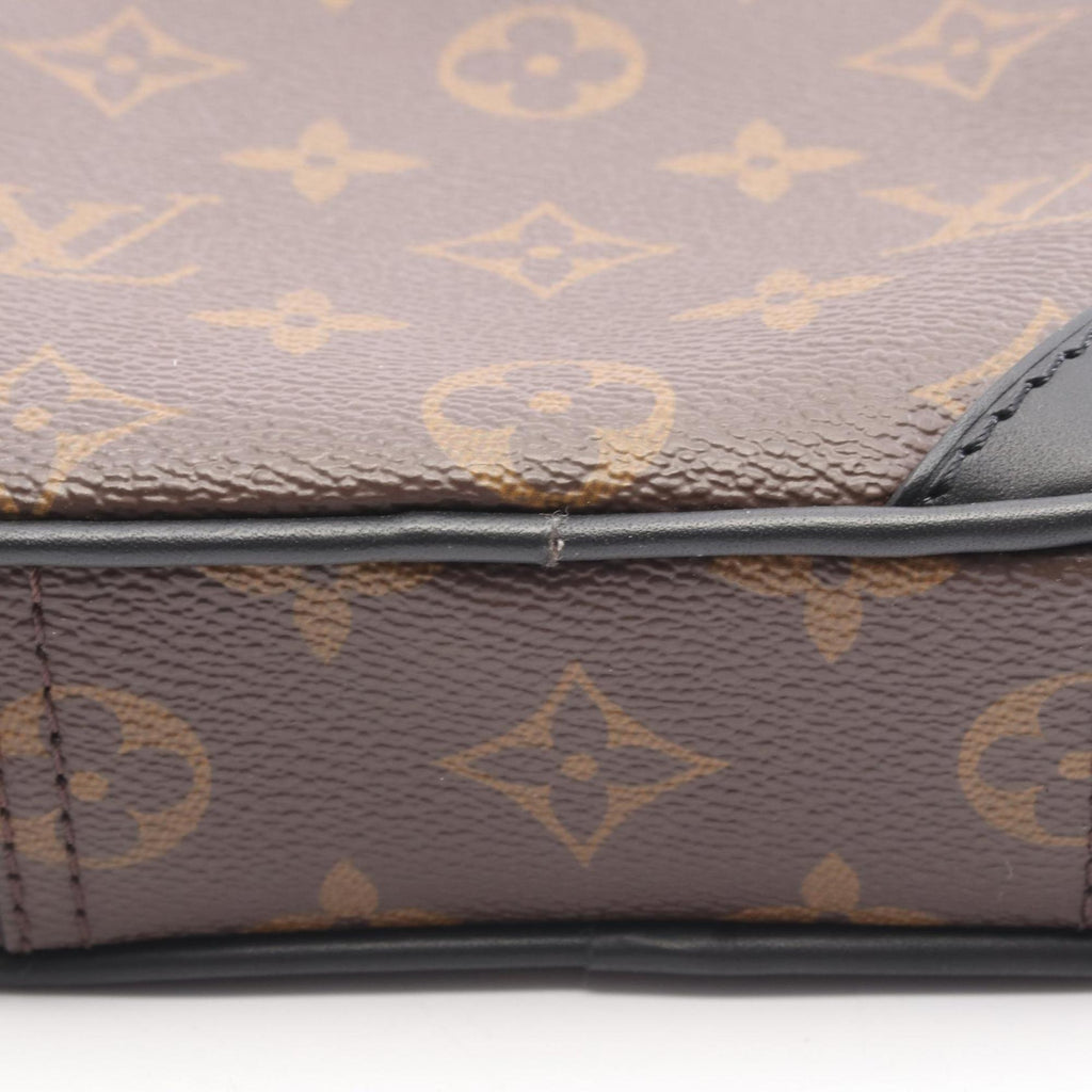 Louis Vuitton Black Brown Coated Canvas Leather Fanny Pack