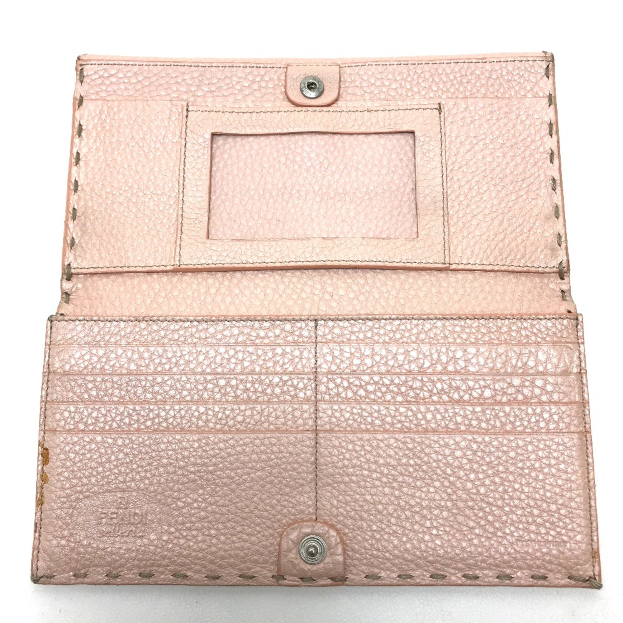 Fendi Pink Leather Long Wallet (Bi-Fold)