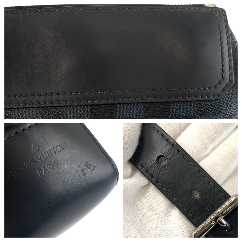 Louis Vuitton Black Blue Pvc Leather Briefcase Shoulder Bag