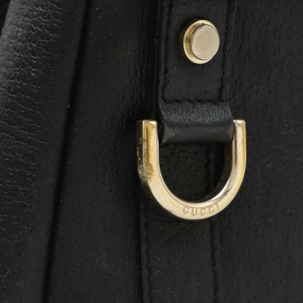 Gucci Abbey Black Leather Shoulder Bag Tote Bag (Pre-Owned)