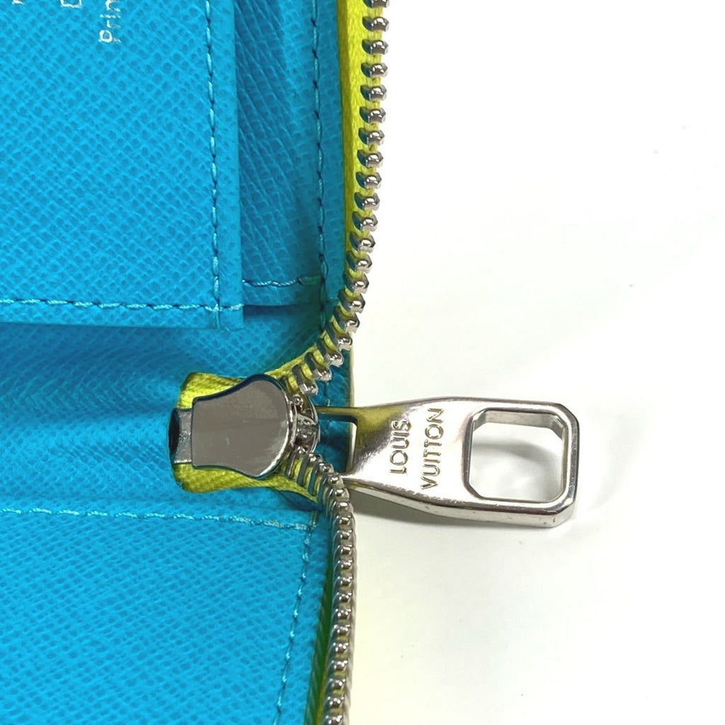 Louis Vuitton Monogram Blue Yellow Monogram Leather Long Wallet