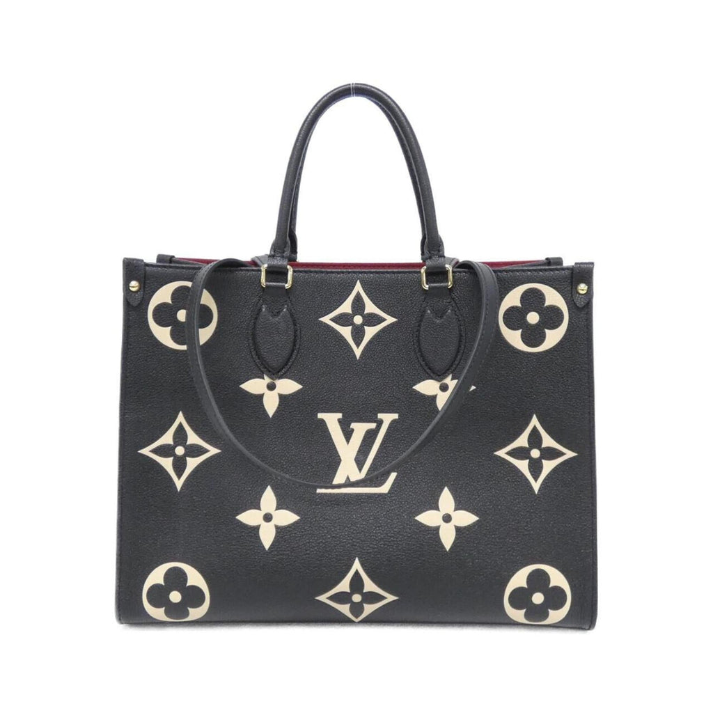 Louis Vuitton Beige Black Leather Handbag
