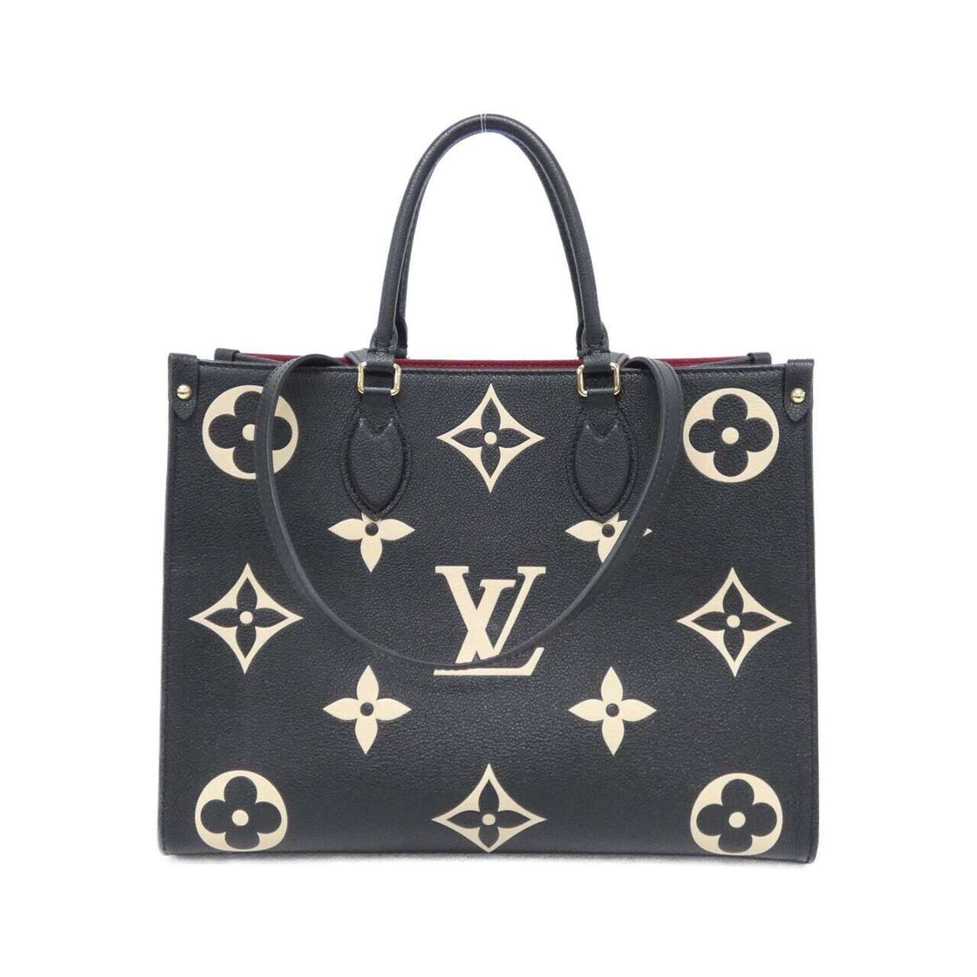 Louis Vuitton Beige Black Leather Handbag
