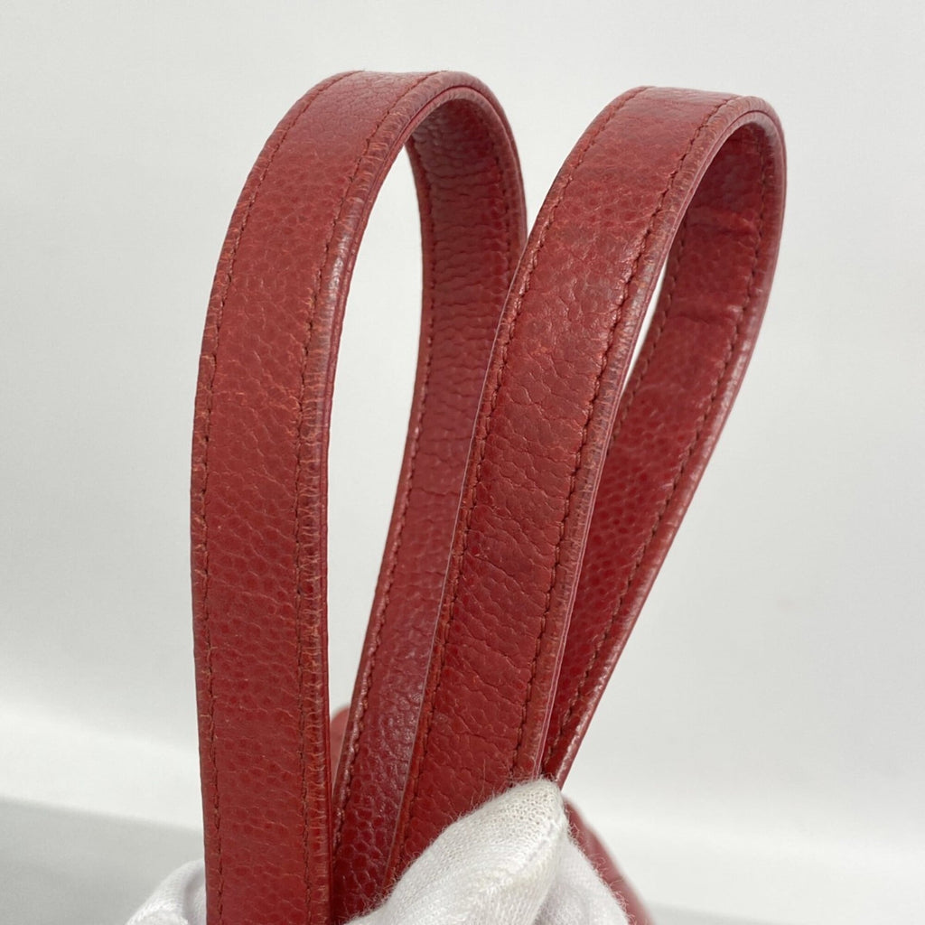 Chanel Red Color Grained Calfskin Tote Bag