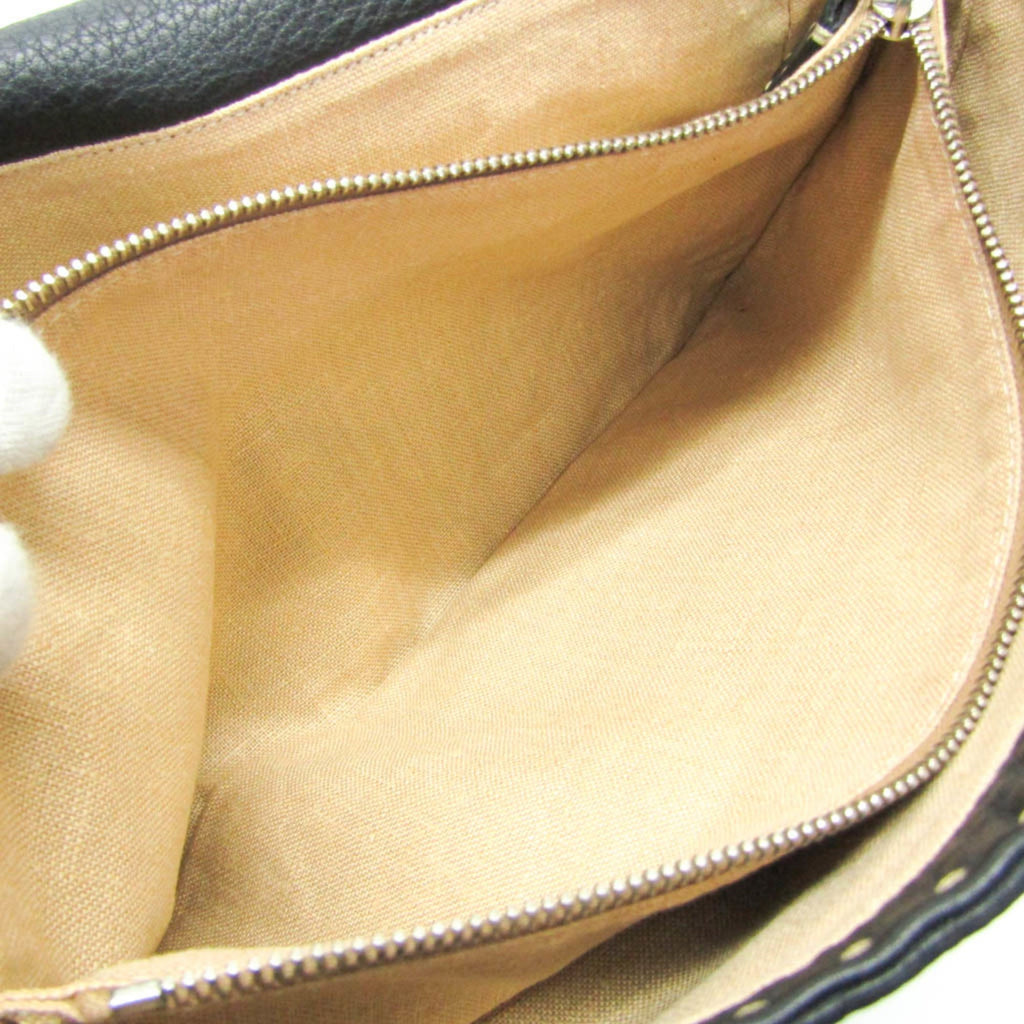 Fendi Selleria Black Leather Messenger Bag Shoulder Bag