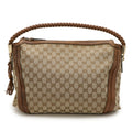 Gucci Gg Canvas Beige Brown Khaki Canvas Leather Shoulder Bag (Pre-Owned)