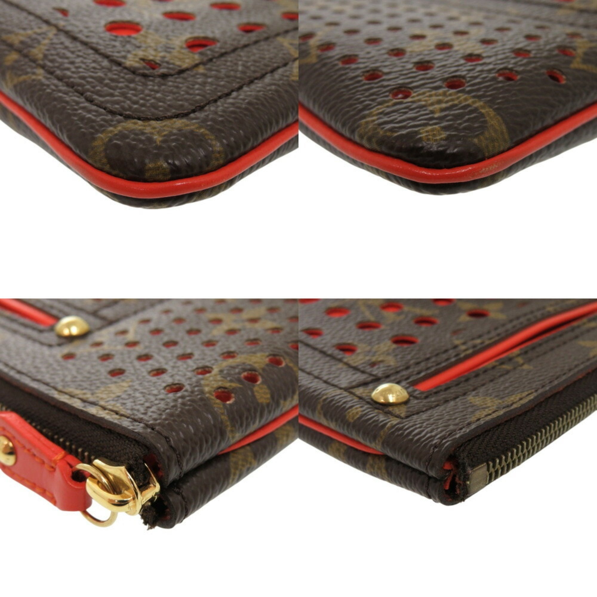 Louis Vuitton Lv Orange Monogram Monogram Perforated Pochette Pouch