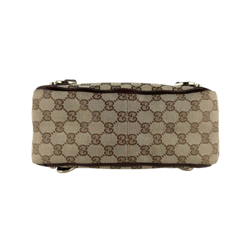 Gucci Brown Brown Gg Gg Canvas Leather Handbag (Pre-Owned)