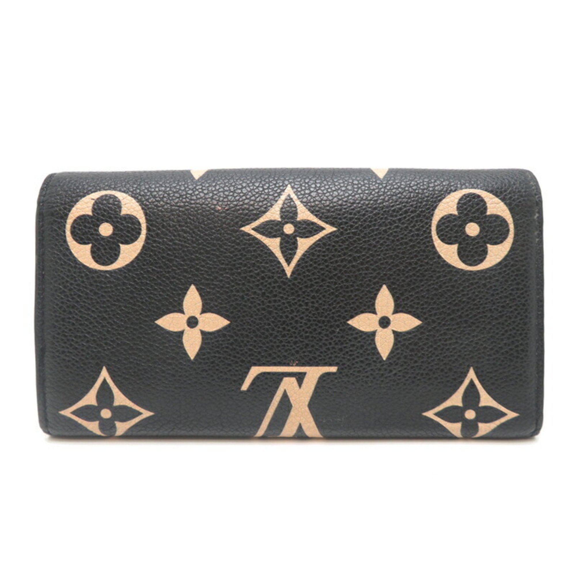 Louis Vuitton Beige Black Monogram Empreinte Long Wallet (Tri-Fold)