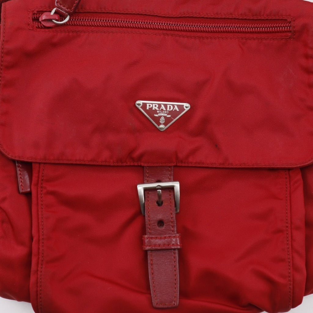 Prada Red Color Nylon Shoulder Bag