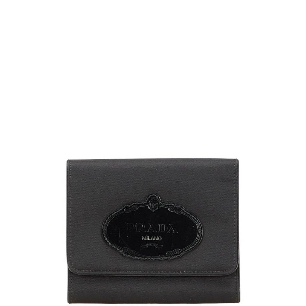Prada Black Nylon Leather Wallet (Tri-Fold)