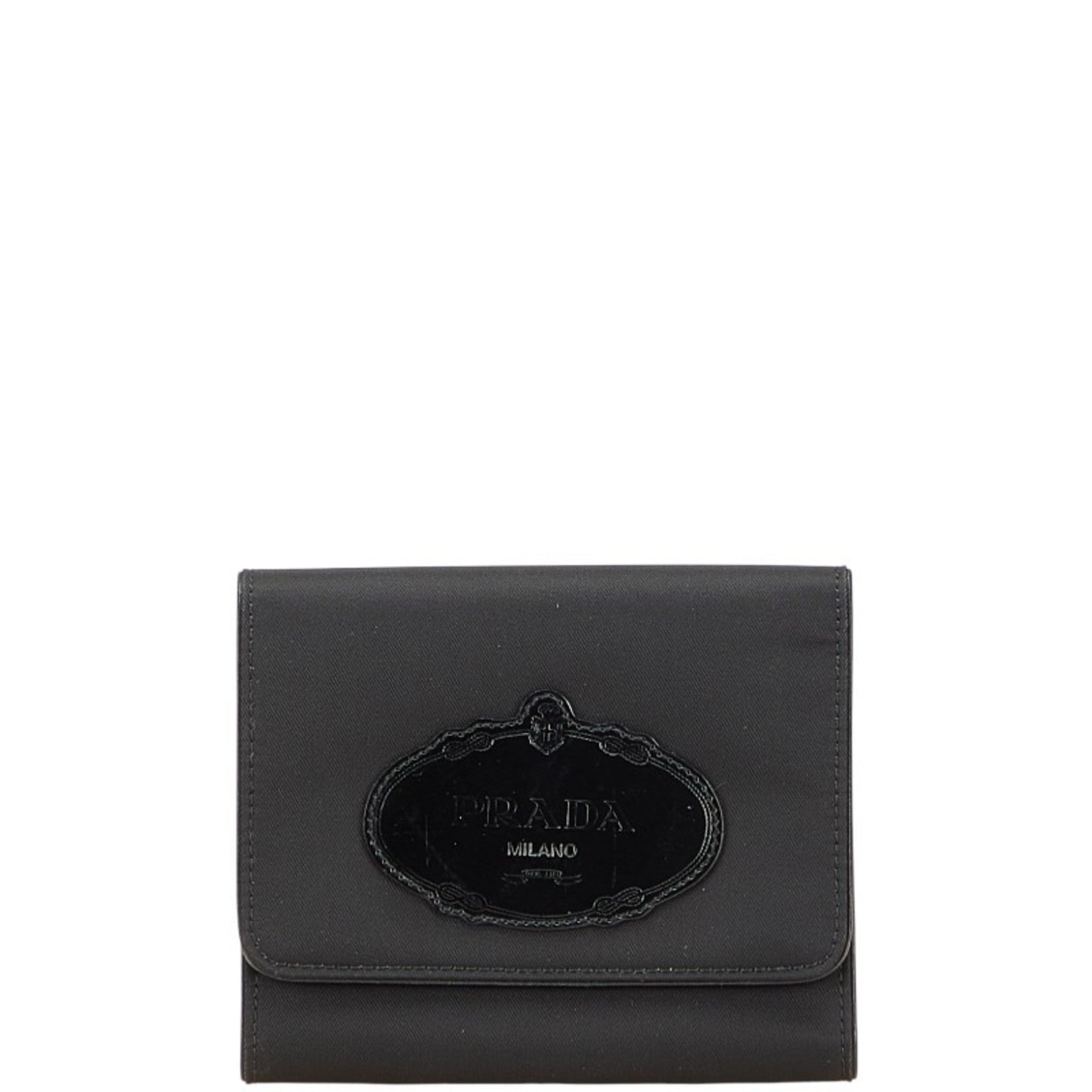 Prada Black Nylon Leather Wallet (Tri-Fold)
