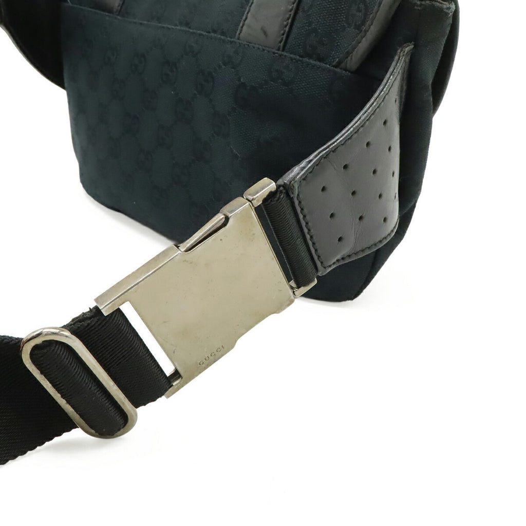 Gucci Black Gg Canvas Leather Fanny Pack Pouch Sling Bag (Pre-Owned)