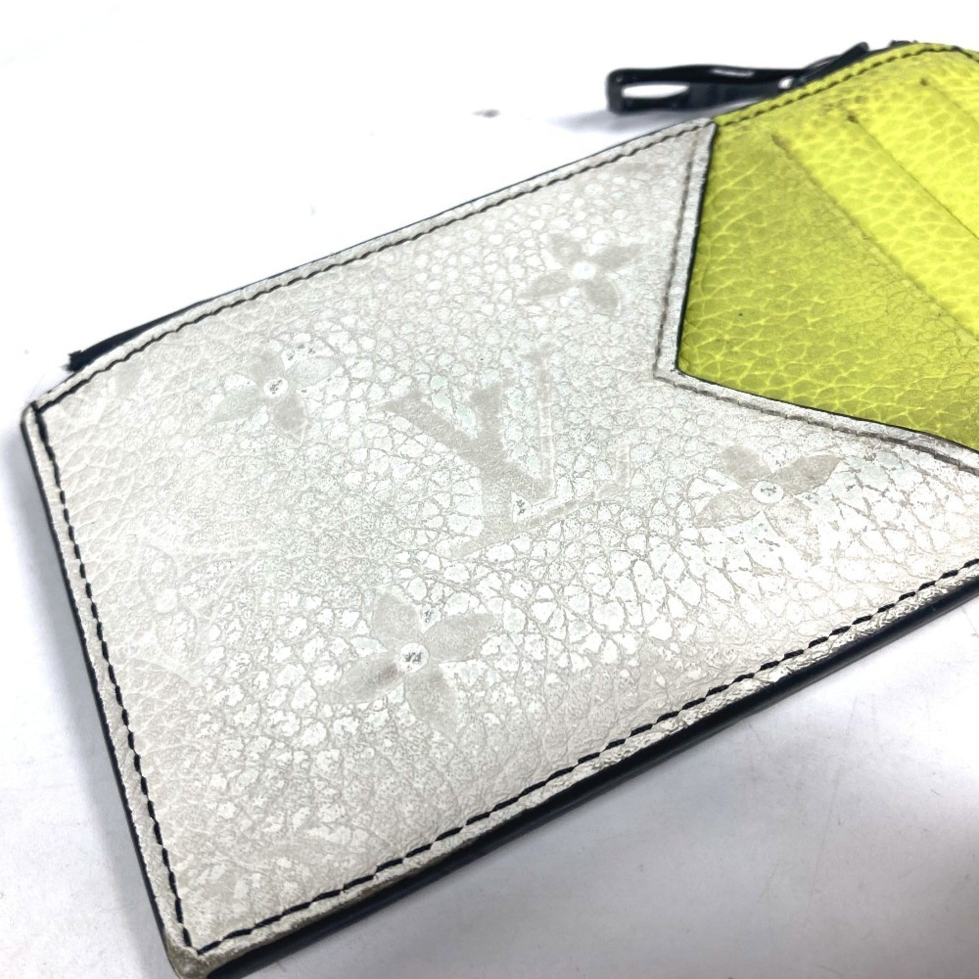 Louis Vuitton Blue Yellow Leather Coin Purse/Coin Case