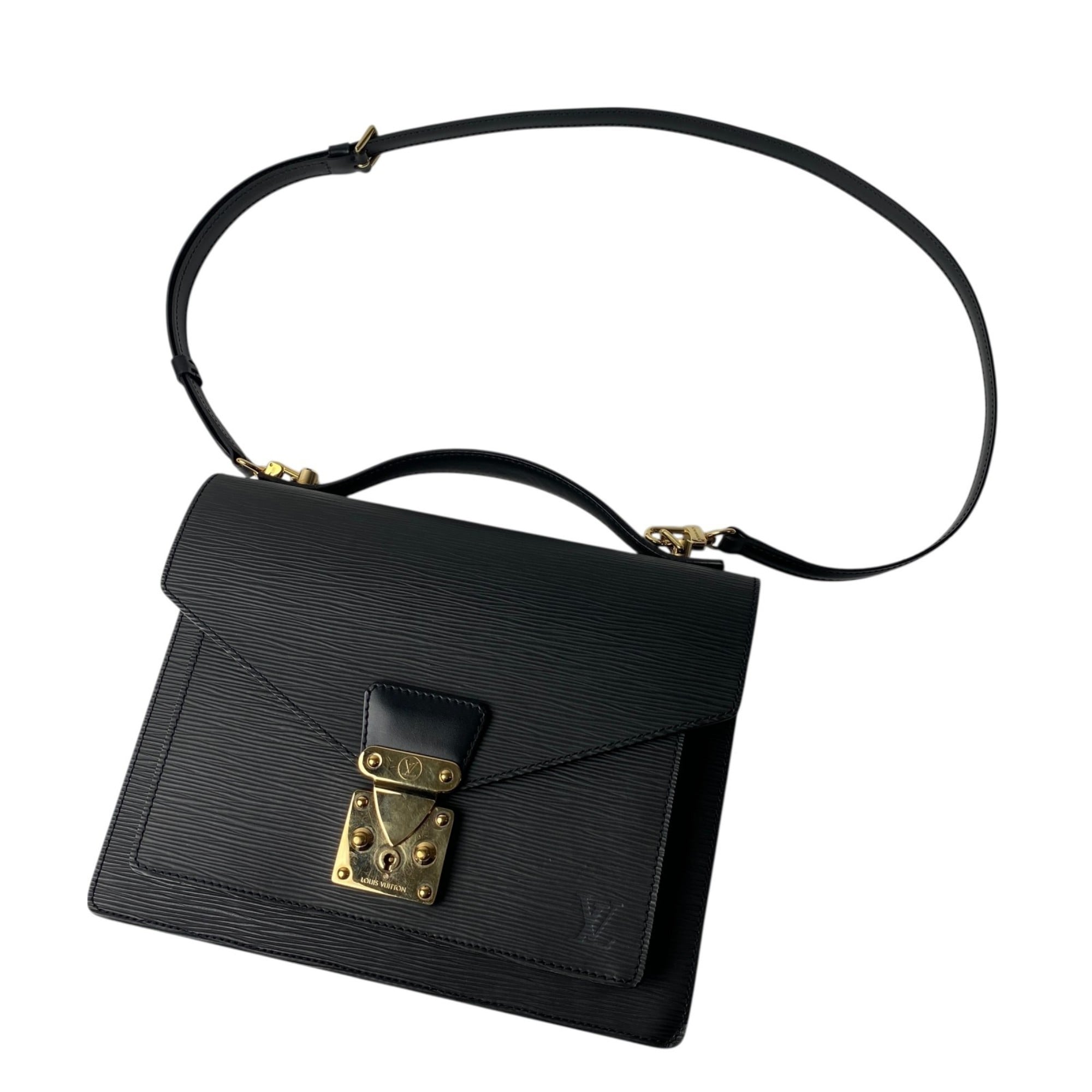 Louis Vuitton Black Noir Epi Leather Handbag Shoulder Bag