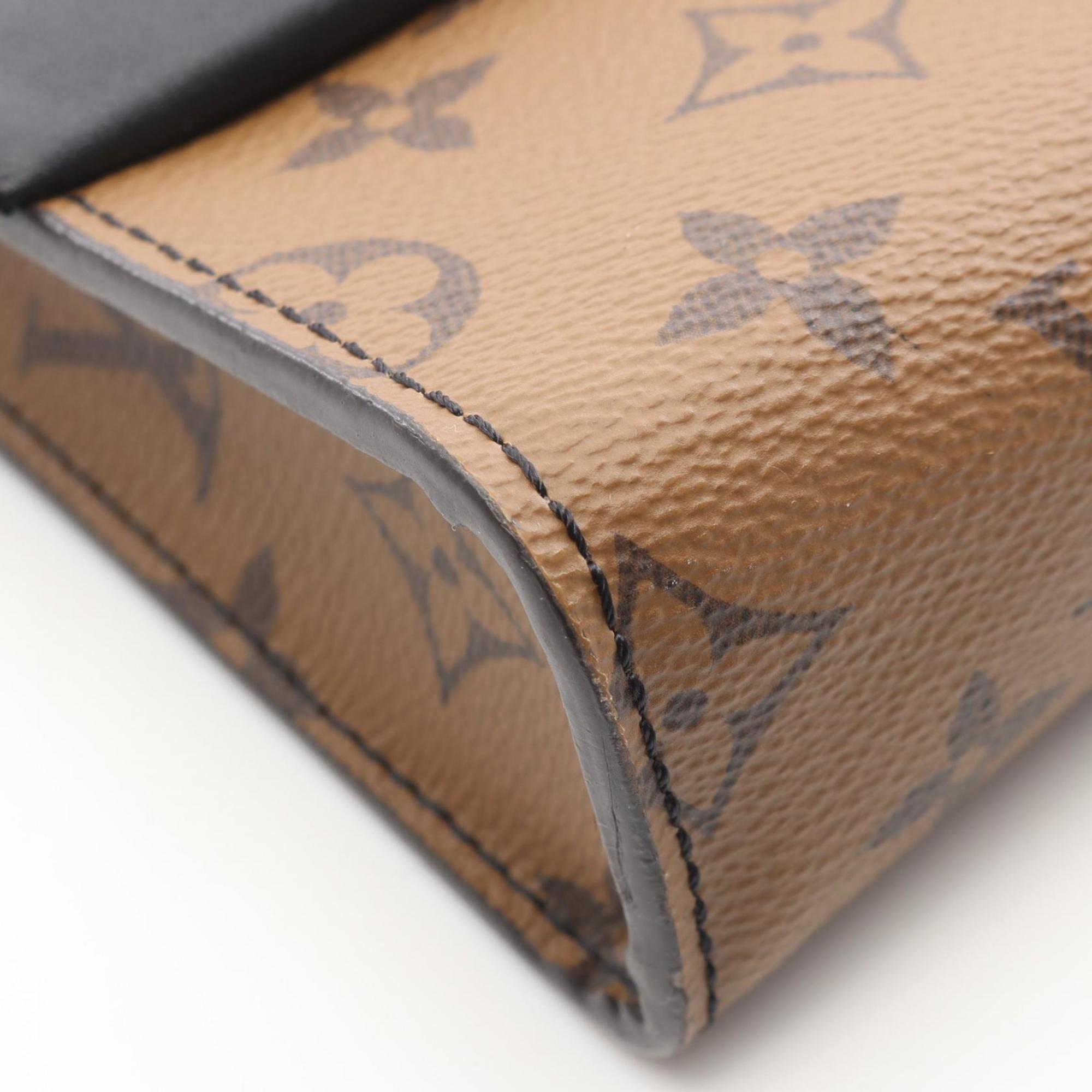 Louis Vuitton Black Brown Coated Canvas Pvc Leather Pochette Shoulder Bag