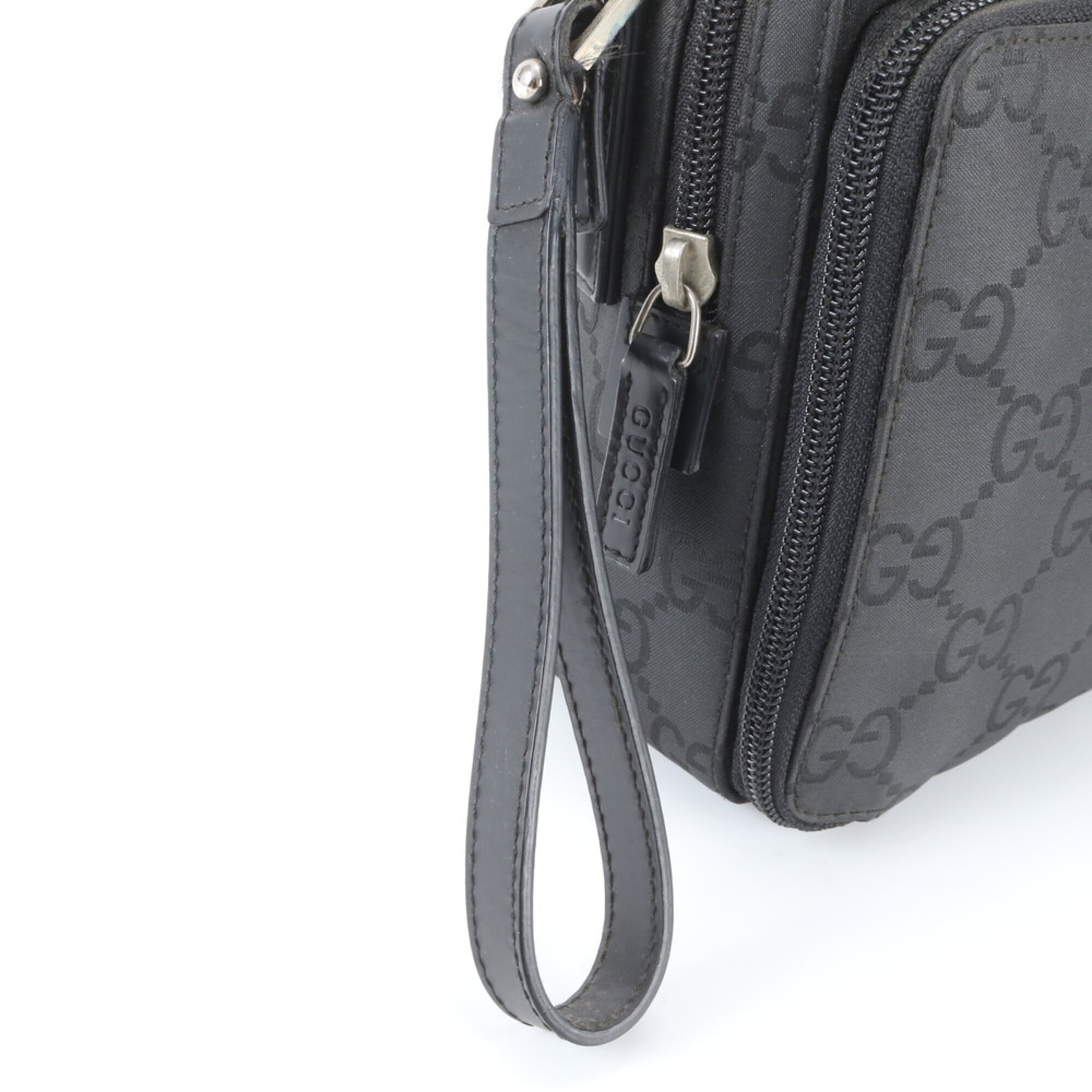 Gucci Black Nylon Leather Clutch Bag Pouch (Pre-Owned)