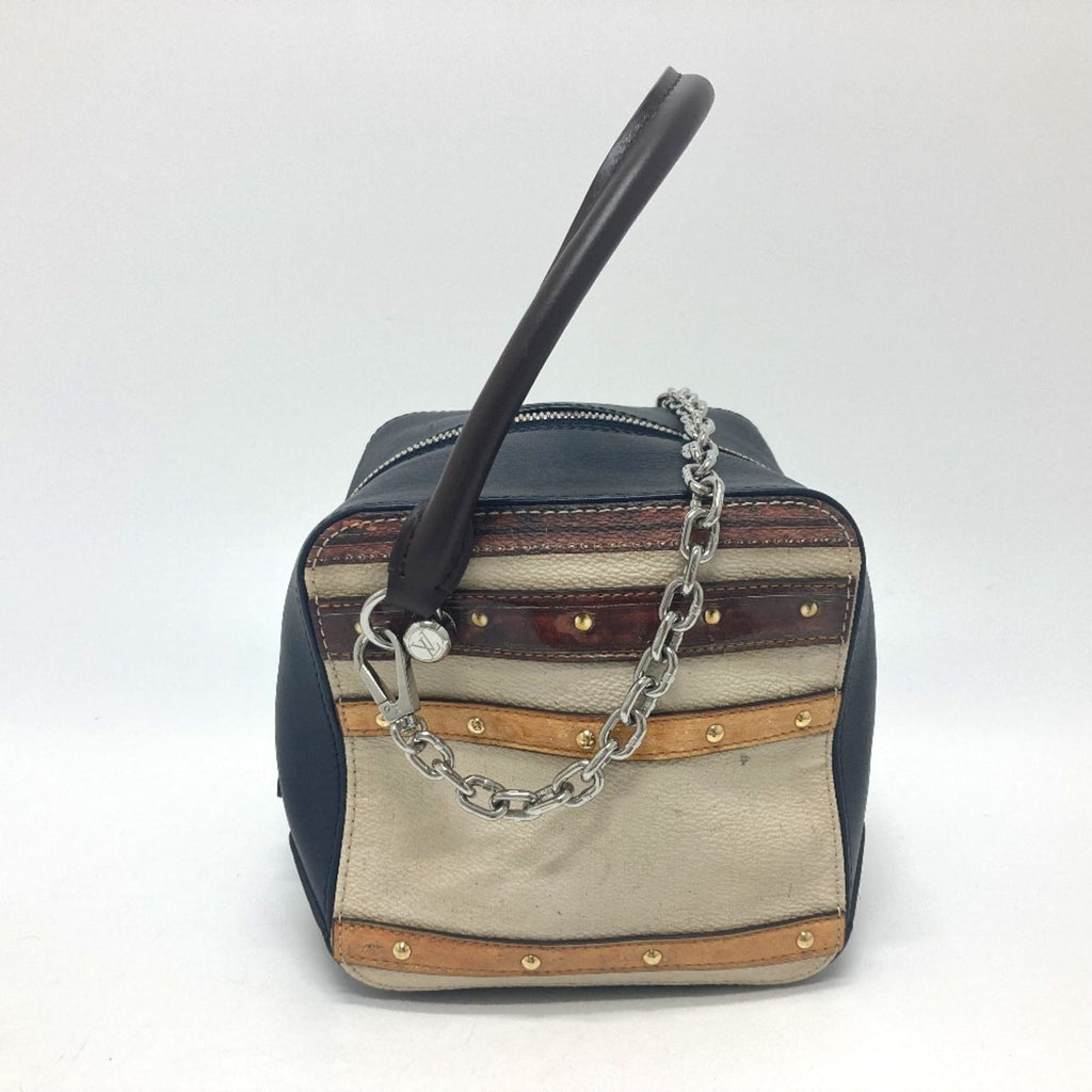 Louis Vuitton Beige Black Leather Handbag