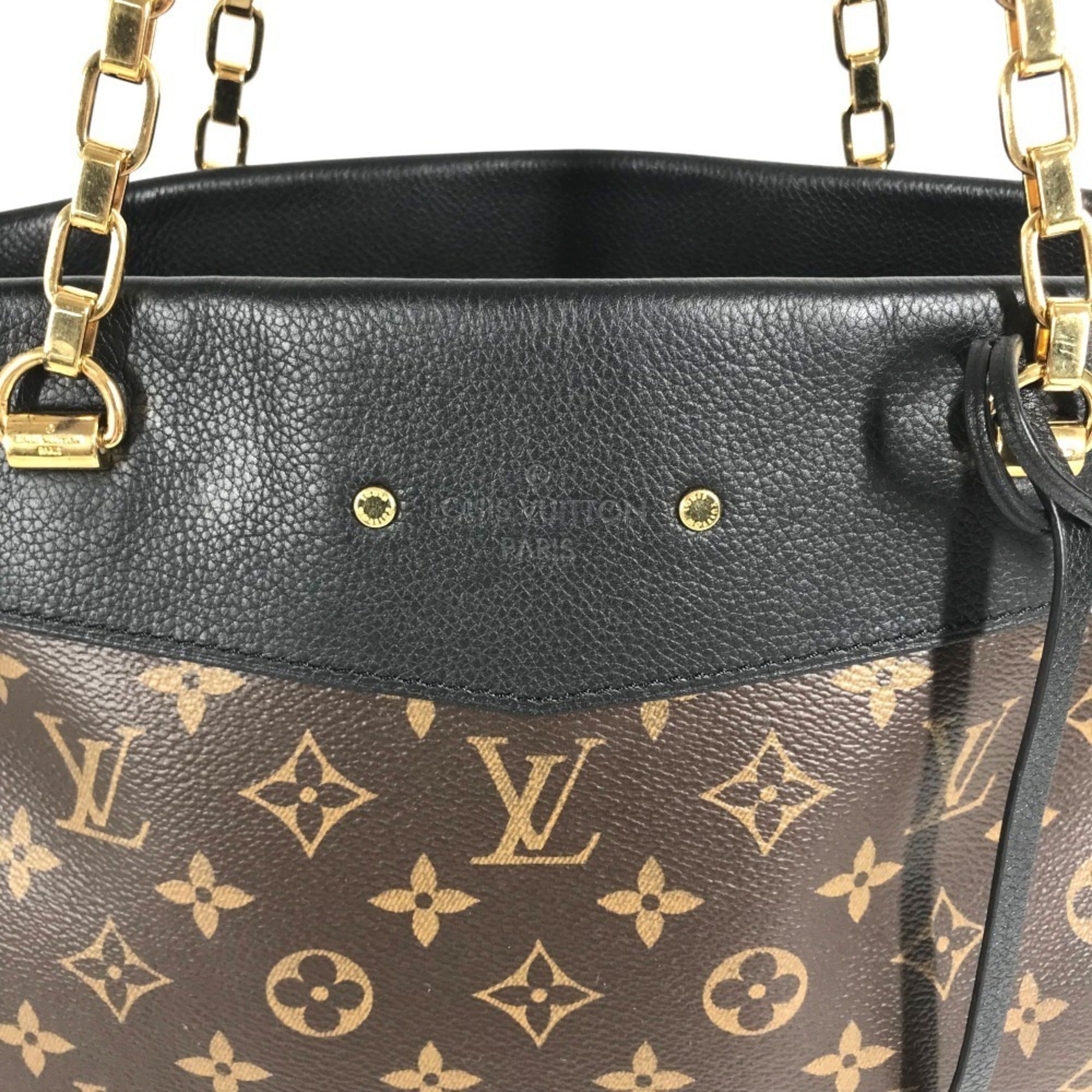 Louis Vuitton Black Brown Monogram Monogram Shoulder Bag Tote Bag